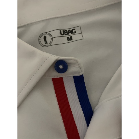 USAG Polo Shirt Adult Medium White Amateur Tour Poly Golf Short Sleeve Cool Logo - Picture 5 of 9